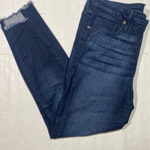 Parker Smith Dark Wash Whiskering Step/Raw Hew Woman’s Jeans‎ Size 10/30